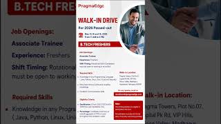 PragmaEdge Walk-In Drive 2026 | B.Tech Freshers Hiring | Hyderabad Jobs 🔥