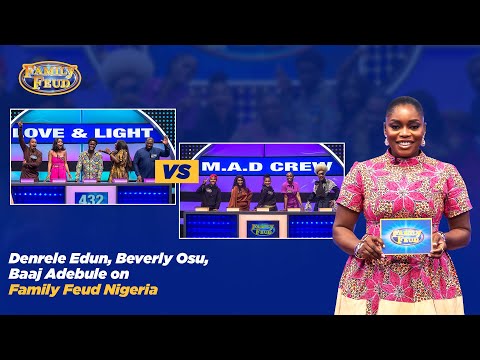 Denrele Edu, Beverly Osu, Baaj Adebule on Family Feud Nigeria (Full Episodes)