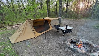 Solo Camping Under Northern Lights  Pomoly StoveHut Tent