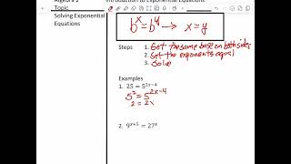 Alg 2 Topic 6-2 Introduction to Exponential Equations Net Worth