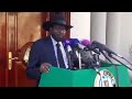 President Salva Kiir addressing a press conference yesterday