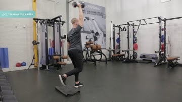 Serie 1   Offset Tall Kneeling to Standing Overhead Dumbbell Hold