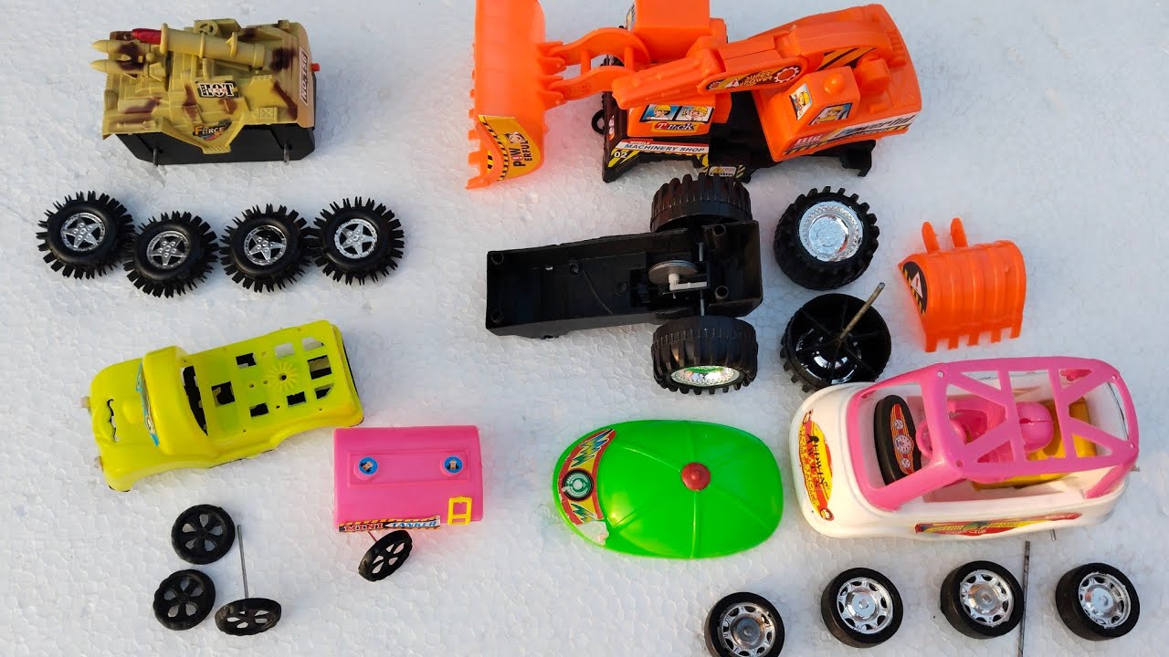 Assemble Toy Vehicles I JCB Car, Golf Car, Oil Tanker, Military Tanker