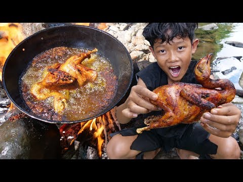 Survival Skills - Yummy cooking chicken in the forest