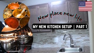 USA Apartment Movein Update | Kitchen Supplies | Organized Indian Kitchen in America | part 1