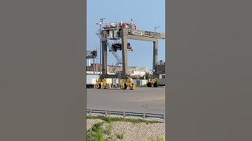 CSX Liebherr Rubber Tired Gantry (RTG) Crane. Intermodal Yard Trailer and Container Crane.