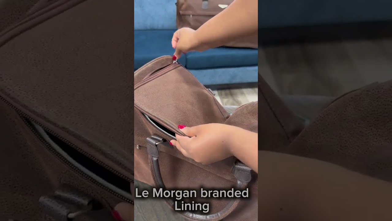 2pc Leather Weekend Bag - Brown - Le Morgan