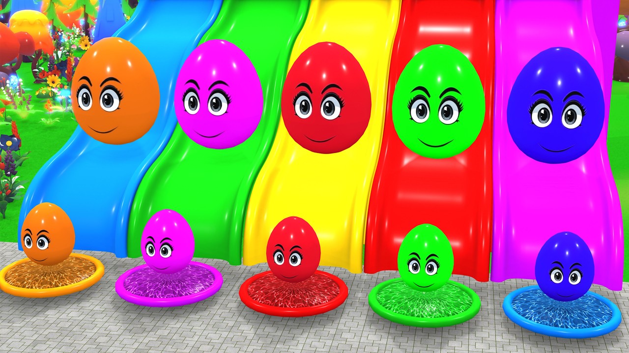 Learn Colors with Magic Eggs | Rainbow Slide Nursery Rhymes for Kids | BabyJoy - Kids TV &  Songs