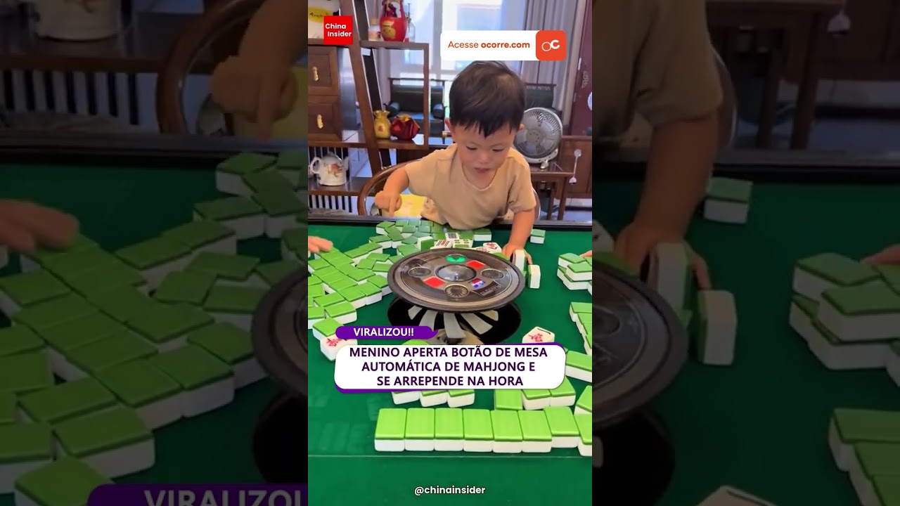 Menino aperta botão de mesa automática de MAHJONG e se arrepende na hora