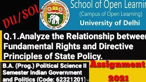 DU/SOL AssignmentI2021I B.A. (Prog.) Political Science II Semester Indian Government and PoliticsQ1