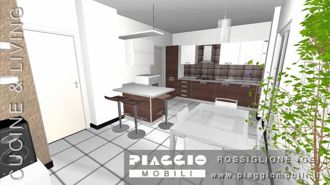 Arredamento 3d open space cucina e living piaggio mobili.wmv youtube Arredamento designe cucine