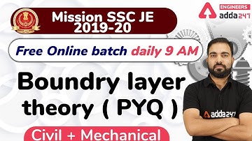 Boundary Layer Theory (Lec-6) | Previous Year Questions | Civil + Mechanical Engineering | SSCJE2020