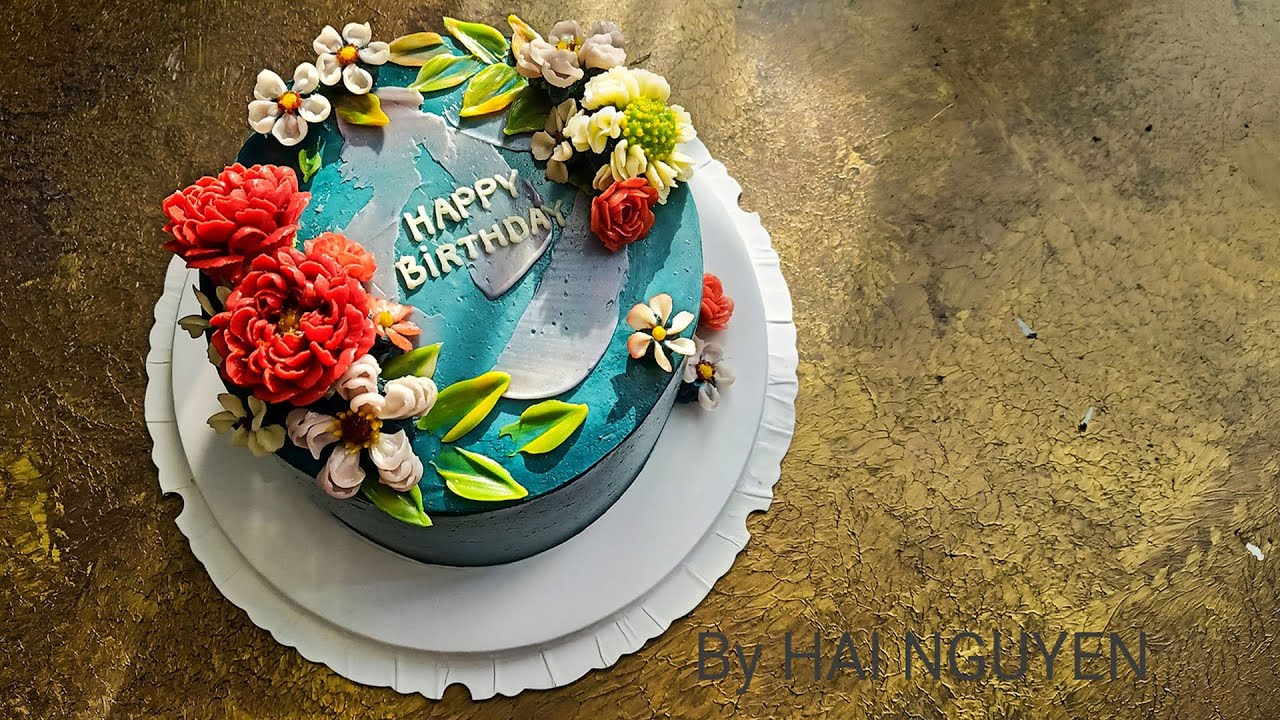 Bánh sinh nhật đẹp trang trí hoa kem bơ | Awesome Decorate buttercream flower cake