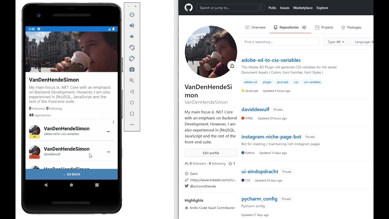 Demo Xamarin.Forms App and Github REST API YouTube