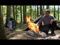Tarp Camping with my Dog in the Woods - Relaxing and Cooking on a Campfire