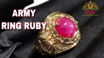 Nhẫn nam ruby sao yên Bái - Dáng nhẫn Mỹ Army - Sắc nét đến tường đường nét | IRUBY
