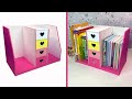 Ideas for school // How to make a cardboard organizer for storing textbooks
