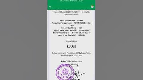 Tutorial Login Aplikasi Kelulusan Untuk Siswa Kelas 9 MTs Pekan Tebih TP. 2020/2021
