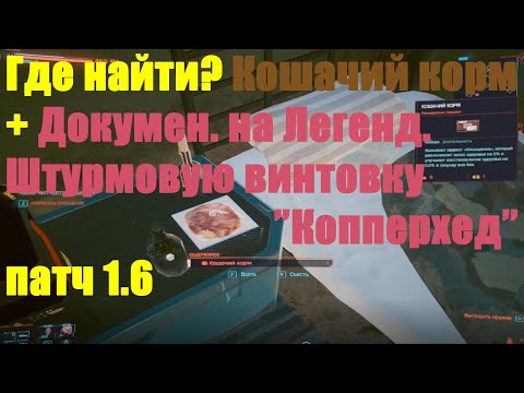 Cyberpunk 2077 патч 1.6 - Кошачий корм + Документ.  на Легендар.  Штурмовую винтовку "Копперхед"