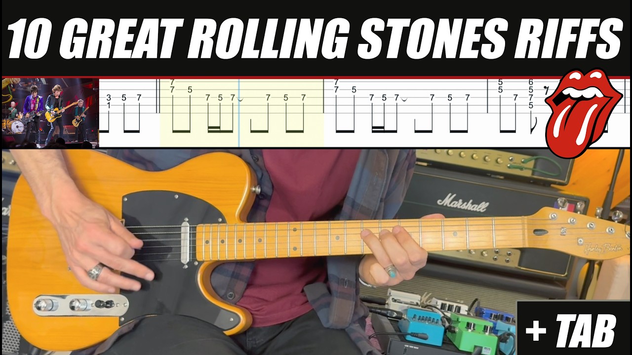 10 Great Rolling Stones Riffs (Cover + TAB) - YouTube