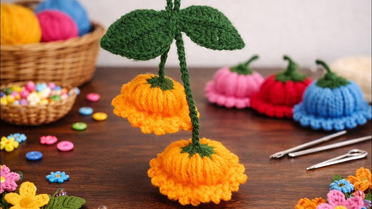 💯✨ Glorious & unique 💕 crochet 🧶 flower 🌸 with elegant leaves. Easy💖 beginners 💝 friendly tutorial 💫