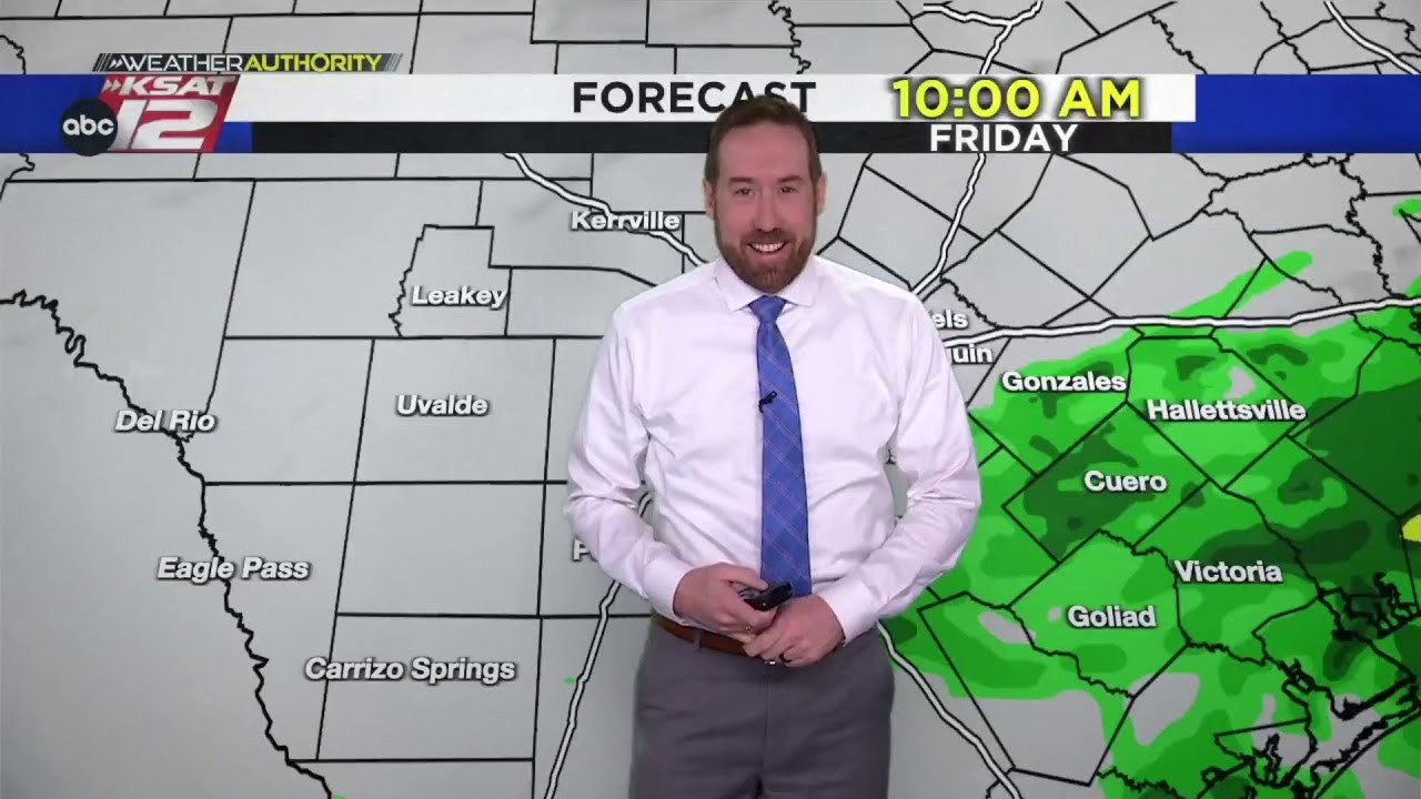 Showers push east, then we await a cold front tonight - YouTube