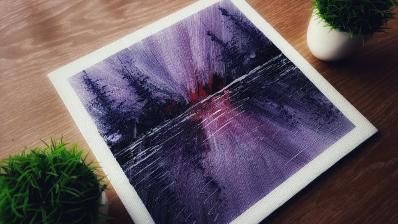 How to paint abstract landscape using acrylics step by step tutorial