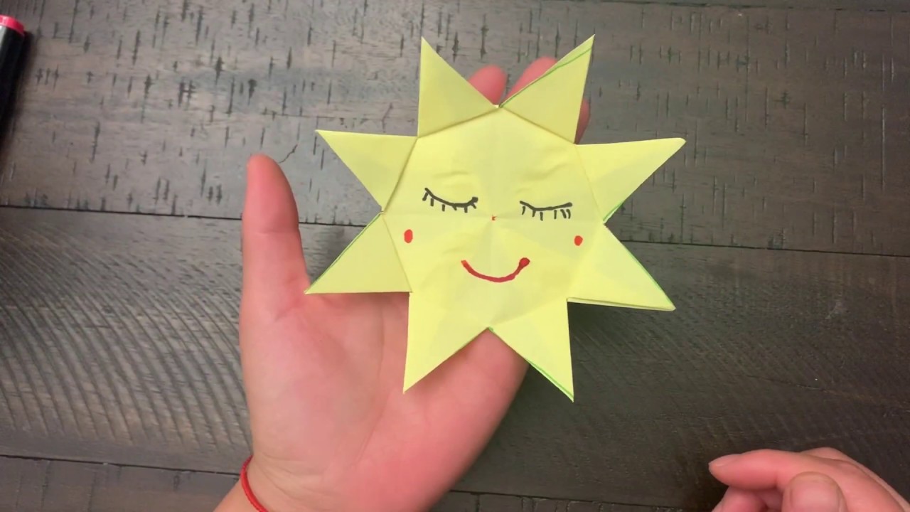 Sun origami simple |Make a paper sun|easy crafts |折纸 太阳 - YouTube