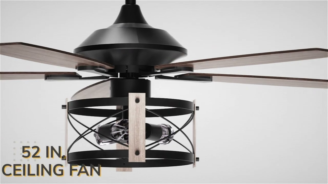 F6316Q110V 52" Wisner Industrial Downrod Mount Reversible Ceiling Fan with Remote Control