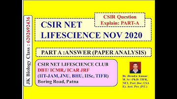 CSIR UGC NET LIFESCIENCE NOV 2020 | ANSWER KEY & SOLUTION | PART A I PAPER ANALYSIS | MEMORY BASED