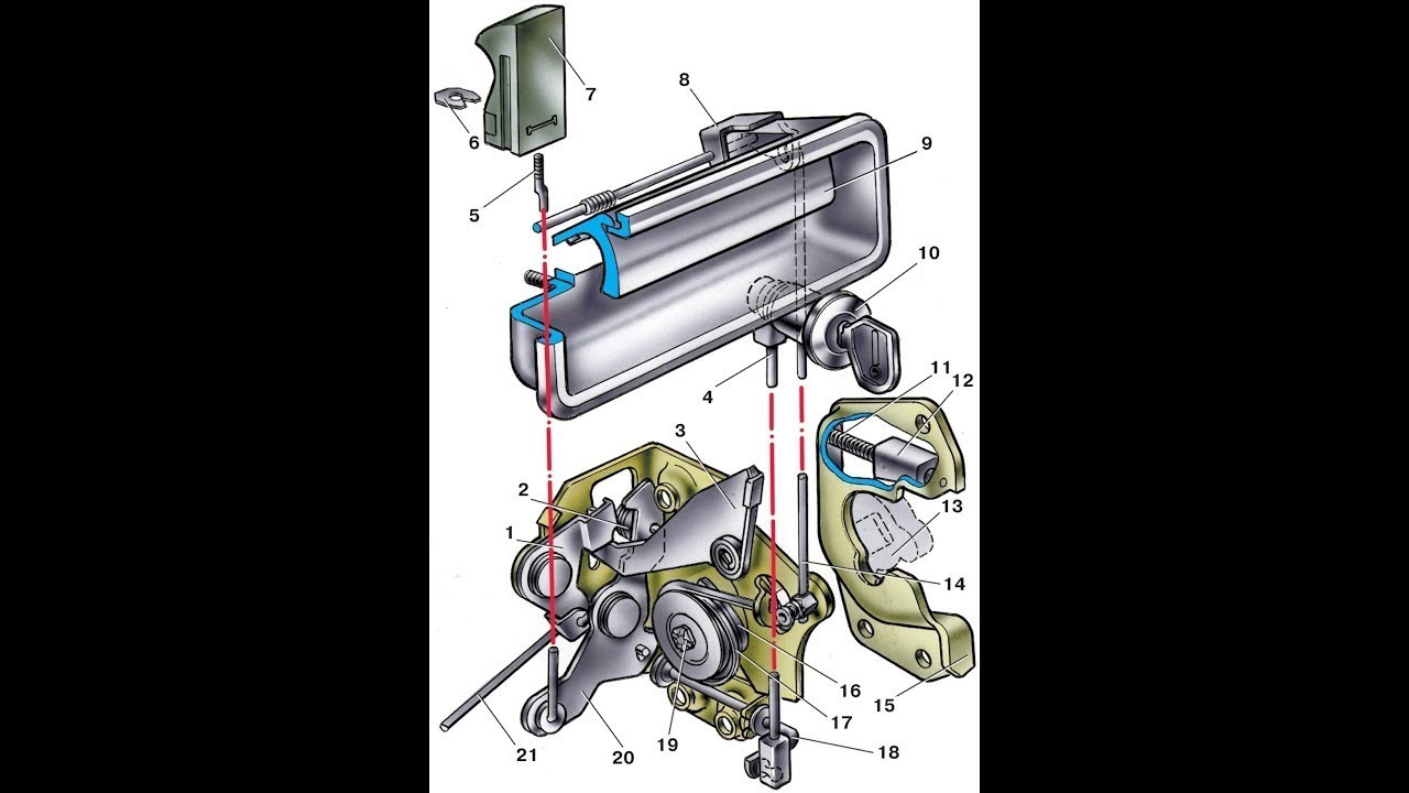 Открывается дверь ваз 2107. Механизм передней двери ВАЗ 2107. Механизм замка ВАЗ 2107. Механизм открывания задней дверей ВАЗ 2107. ВАЗ 2107 механизм открывания передней двери.