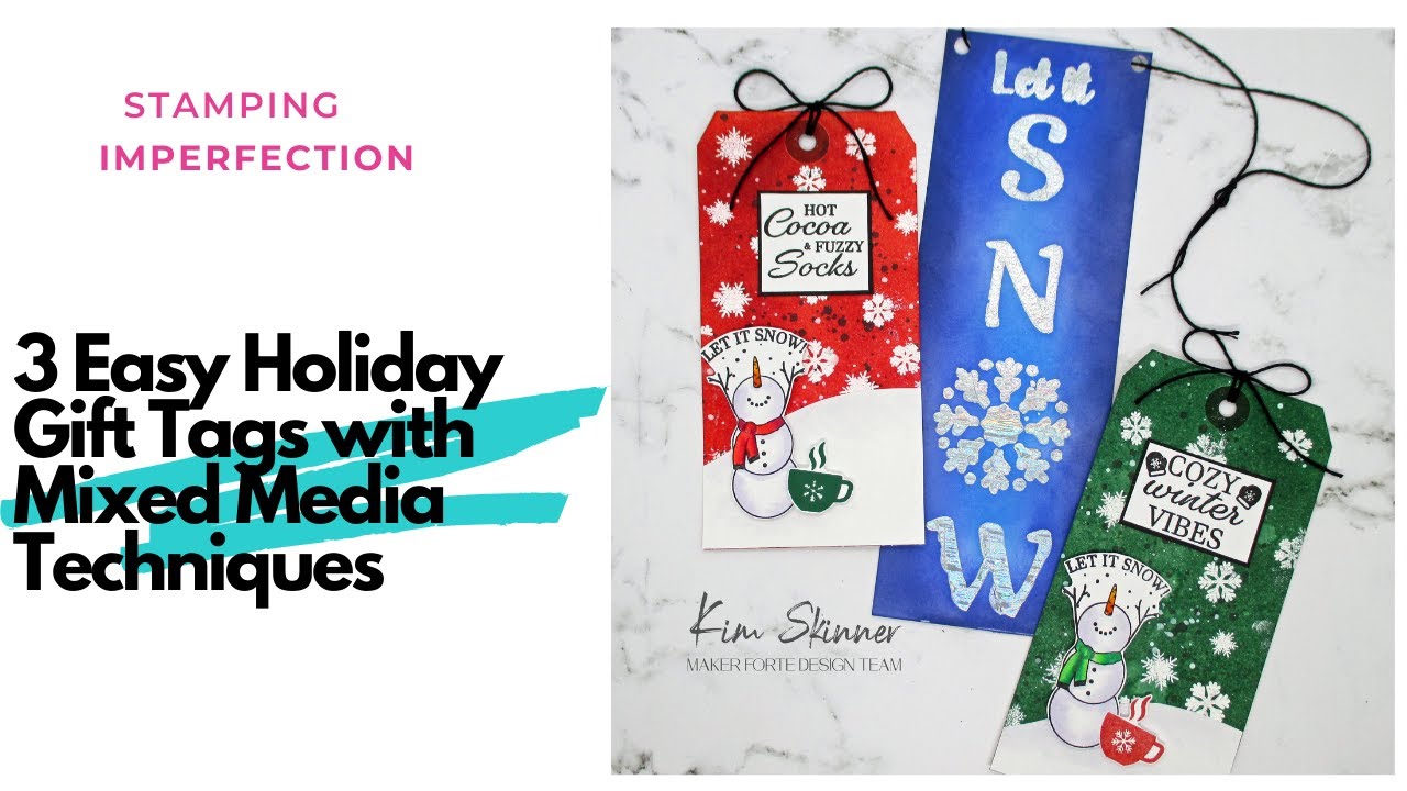 3 Easy Holiday Gift Tags with Mixed Media Details - YouTube