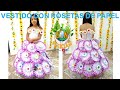 Vestido de Reciclaje ♻️ hecho con Rosetas 🏵️de papel de cuadernos usados paso a paso MODELO PRINCESA