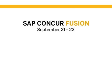SAP Concur Fusion | September 21-22, 2021