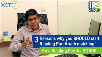 3 Reasons to start OET Reading with matching! Download FREE Reading test.