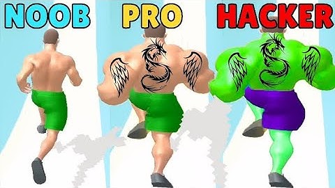 muscle rush noob vs pro vs hacker all levels iOS trailer walkthrough gameplay.