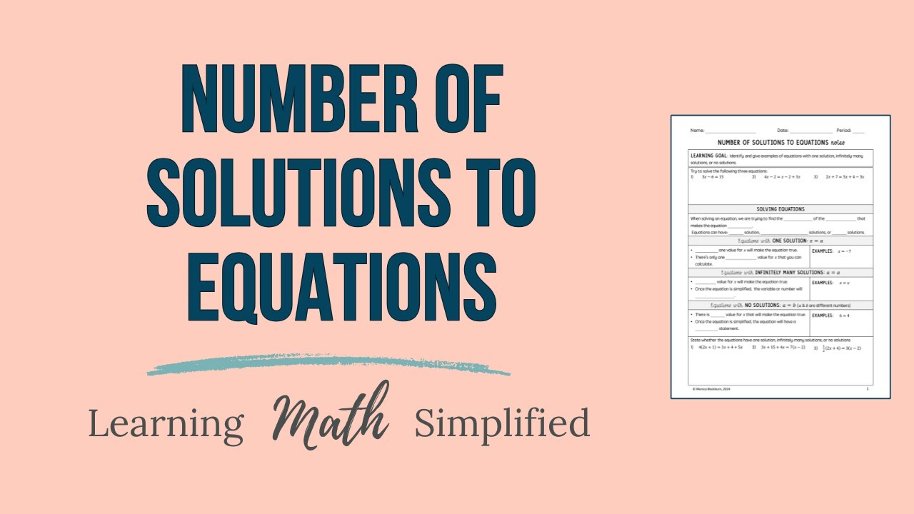 Number Of Solutions To Equations - 8th Grade Math Lesson - YouTube