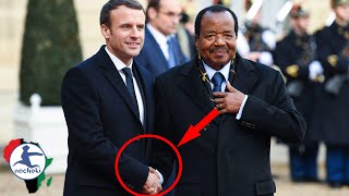 Africa's Oldest President Paul Biya Struggles to Walk Meeting President Macron During Summit