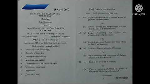 Bped 3rd Semester model paper ANU