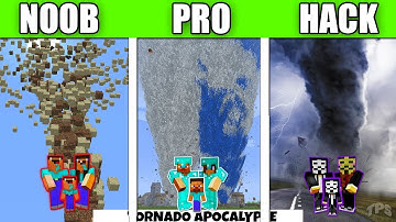 Minecraft Battle : TORNADO APOCALYPSE FAMILY CHALLENGE - NOOB vs PRO vs HACKER vs GOD Animation