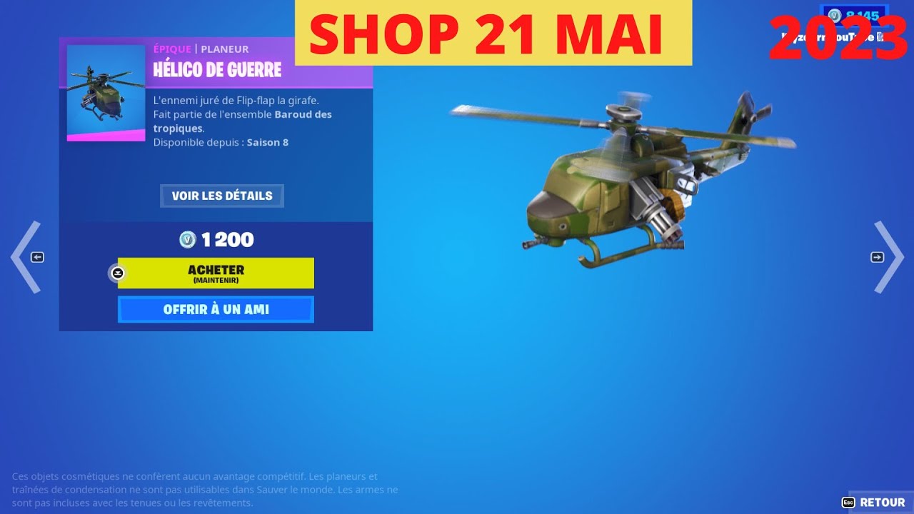 *NEW* Hélico de guerre FORTNITE SKIN BOUTIQUE 21 MAI FORTNITE BATTLE ...