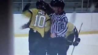 Cameron Chabot's first Junior hockey fight Details