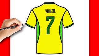 HOW TO DRAW VINI JR BRAZIL 2026 SHIRT EASY | DRAWING STEP BY STEP