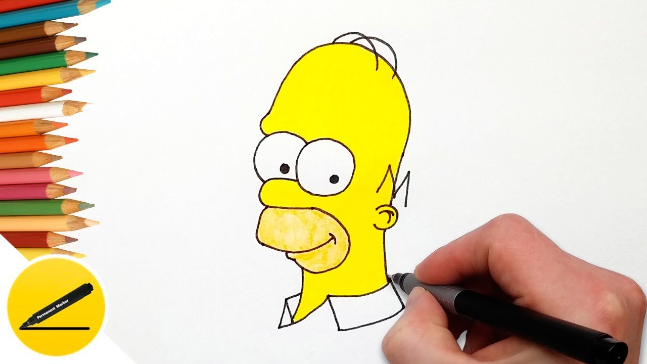 How to Draw Homer Simpson Head Step by Step Easy and Coloring with