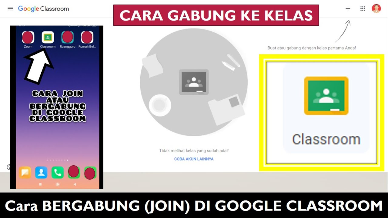 Cara Gabung Di Google Clasroom Untuk Siswa Dengan Hp Atau Komputer Pc 2 Youtube
