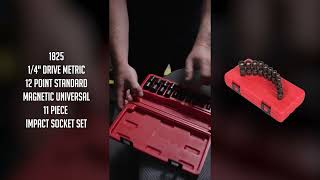 SUNEX® Tools | 1825 | 1/4" Drive Metric 12 Pt Standard Magnetic Universal 11 Piece Impact Socket Set
