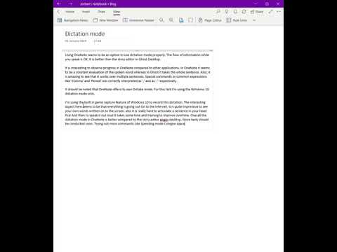 Windows 10 Dictation Mode in OneNote