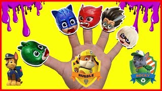 The Finger Family Song With Paw Patrol Mighty Pups And Pj Masks Toys Learn Colors