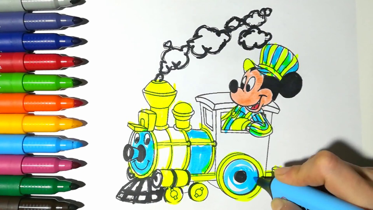 Mickey Mouse Clubhouse Train For Kids Disney Mickey Color And Play Clup House Coloring Book Pages Youtube