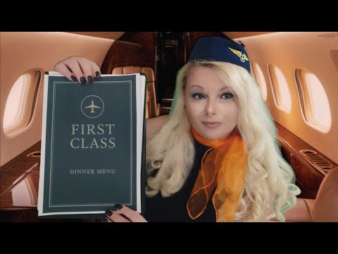 First Class Flight Attendant Roleplay ASMR personal attention, menu reading